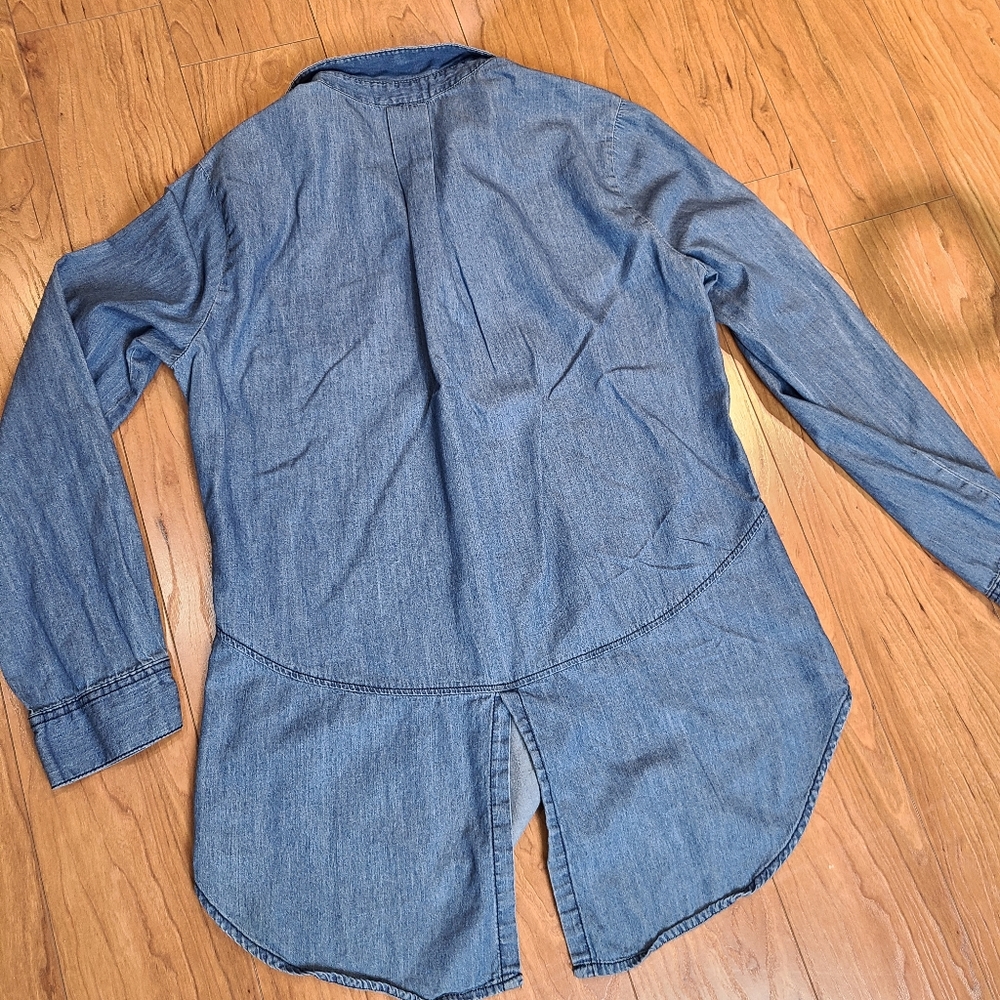 Per Se denim button down jean top